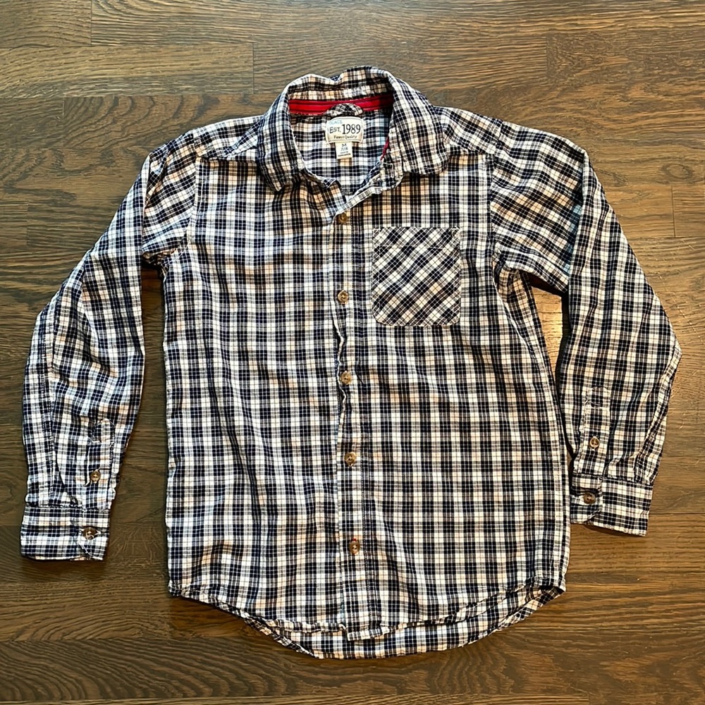 Children's Place | Blue & White Plaid | Button Down Shirt | Size 7/8
